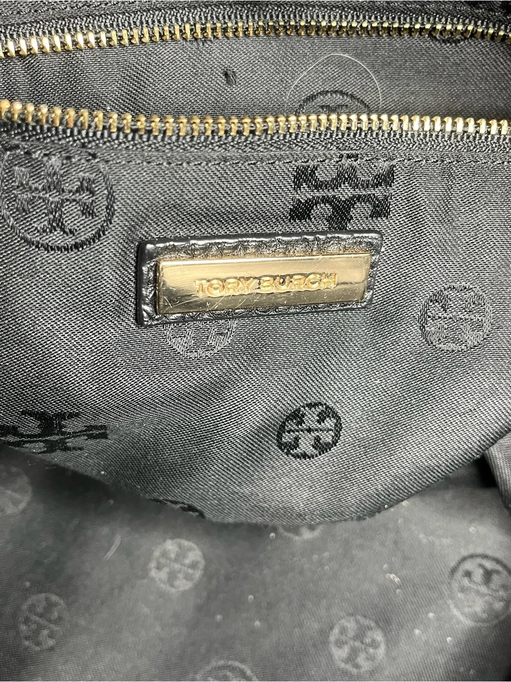 Tory Burch Black Pebbled Leather Braided-Handle Tote with Magnetic Closure